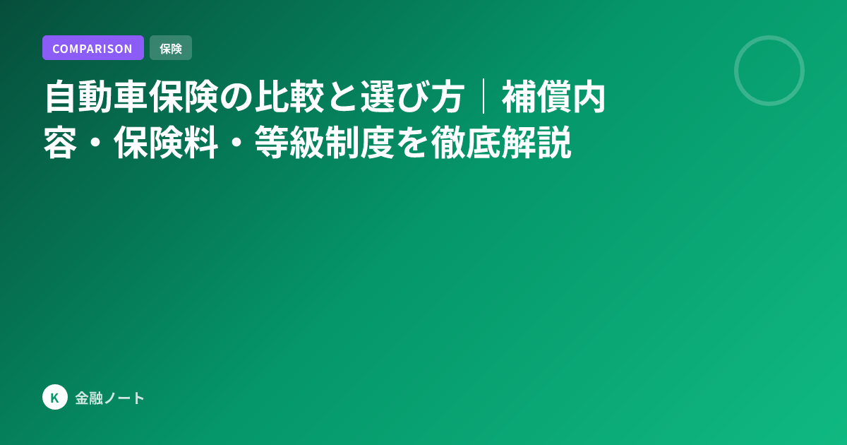 自動車保険の比較と選び方｜補償内容・保険料・等級制度を徹底解説